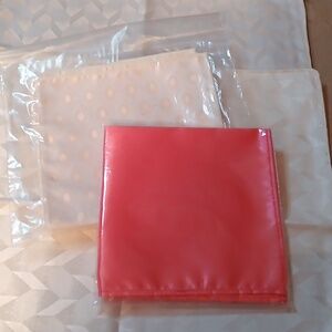 Pair Of Coral And Cream Colored Mens Pocket Squares Handkerchief